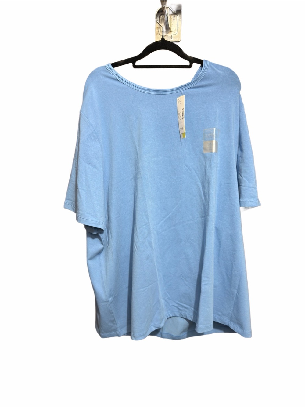 2X Suprema by Catherines Light Blue Short Sleeve Cotton Shirt